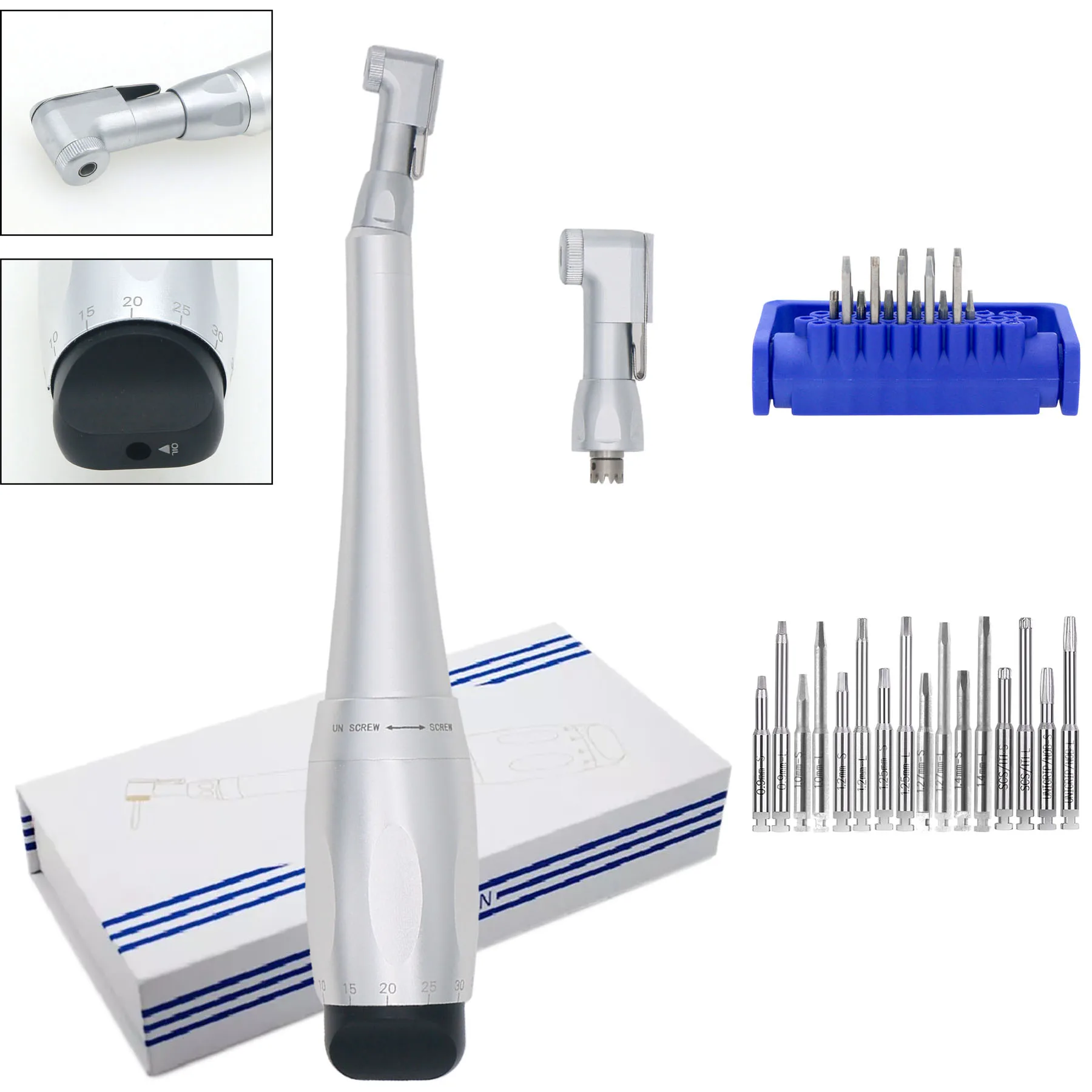 

Dental Universal Implant Torque Wrench Handpiece Manual Torque Wrench Driver 2 Head 16 Screw