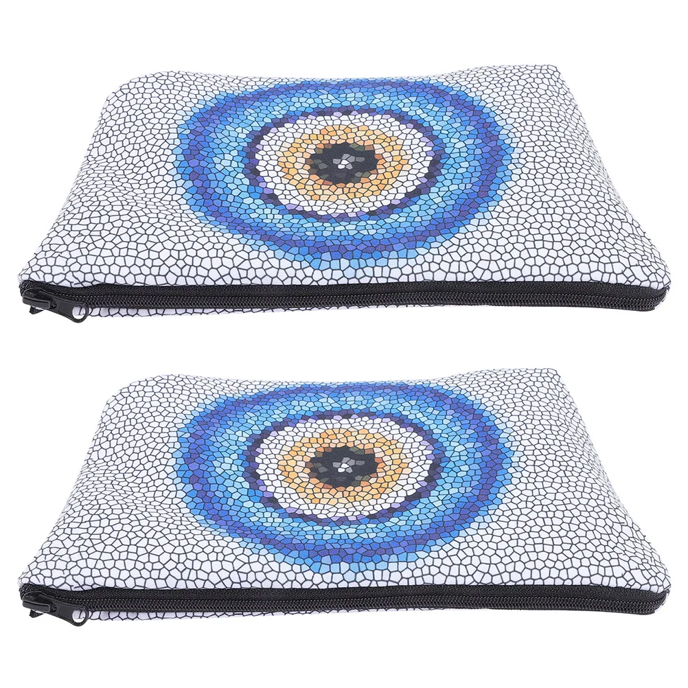 2pcs Waterproof Bag Zipper Pouches Travel Toiletry Organizer Evil Eye Print Makeup Bags For Women Coin Storage