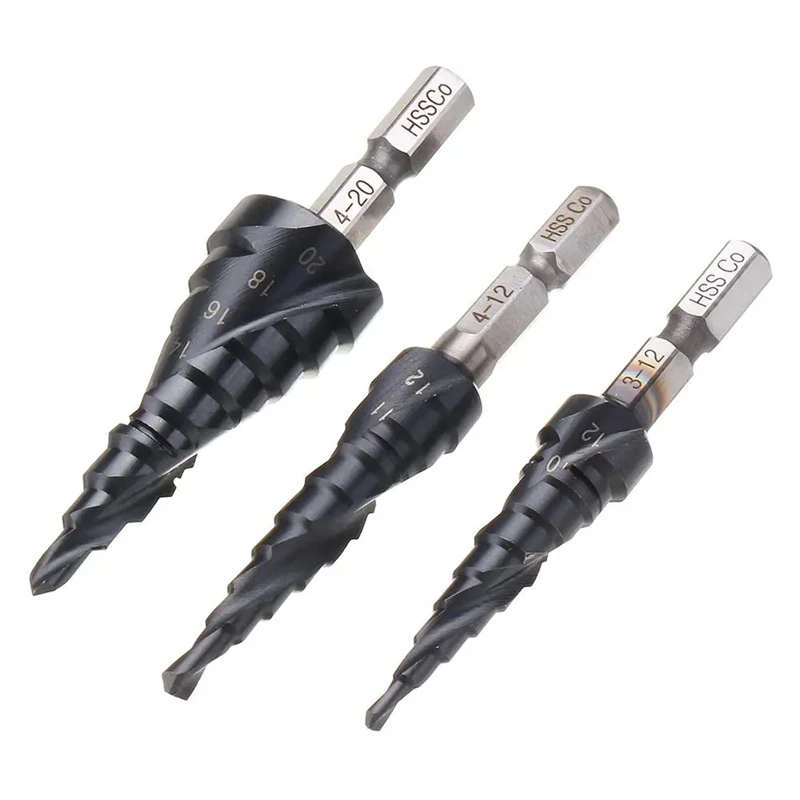 M35 Cobalt TiAIN HRC89 Industrial Grade Drill Bit 3-12/4-12/4-20mm High Speed Steel Step Drill For Stainless Steel Metalworking