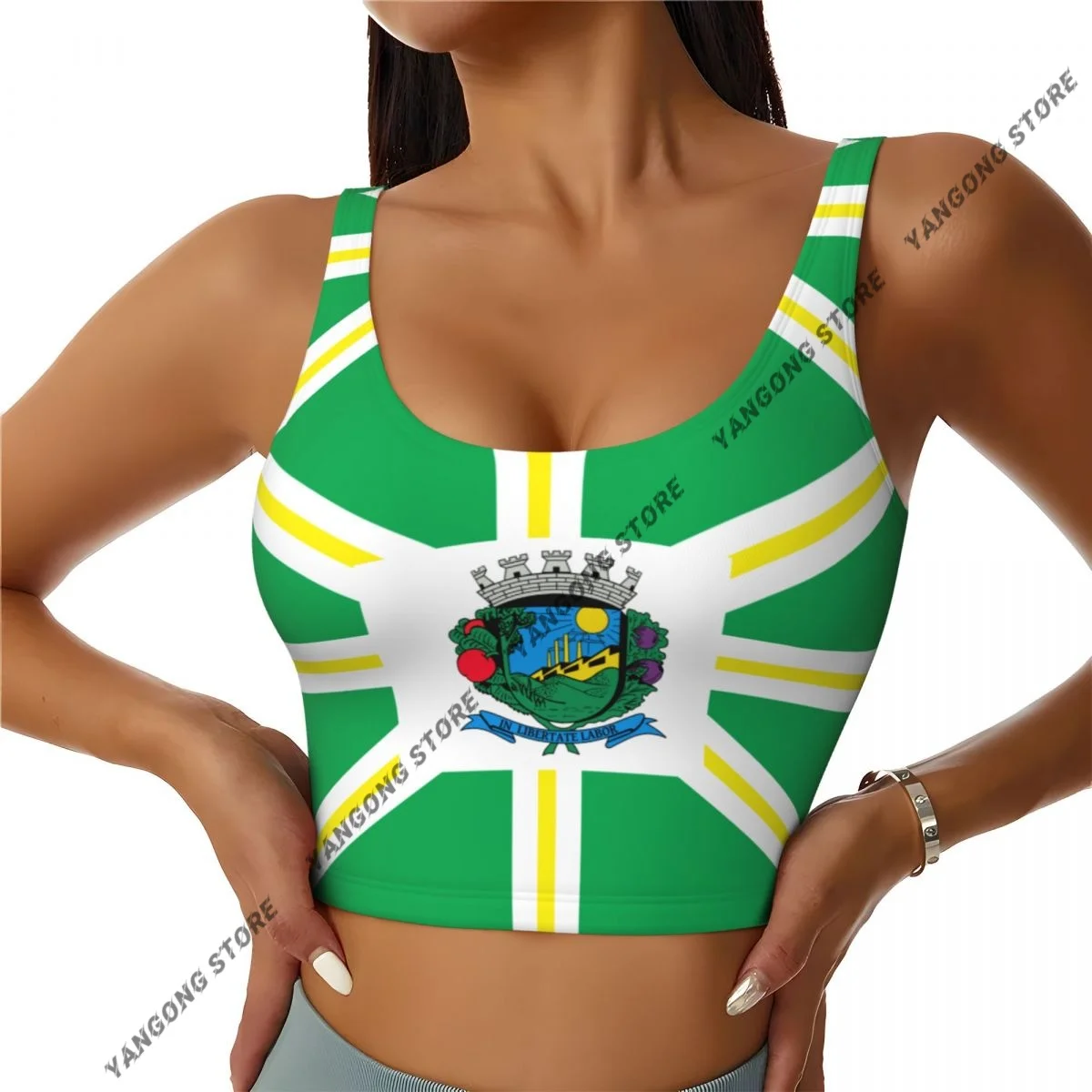 حمالة صدر رياضية للنساء للجري ملابس اليوغا سترة Bandeira Valinhos علم جمع سترة لياقة بدنية