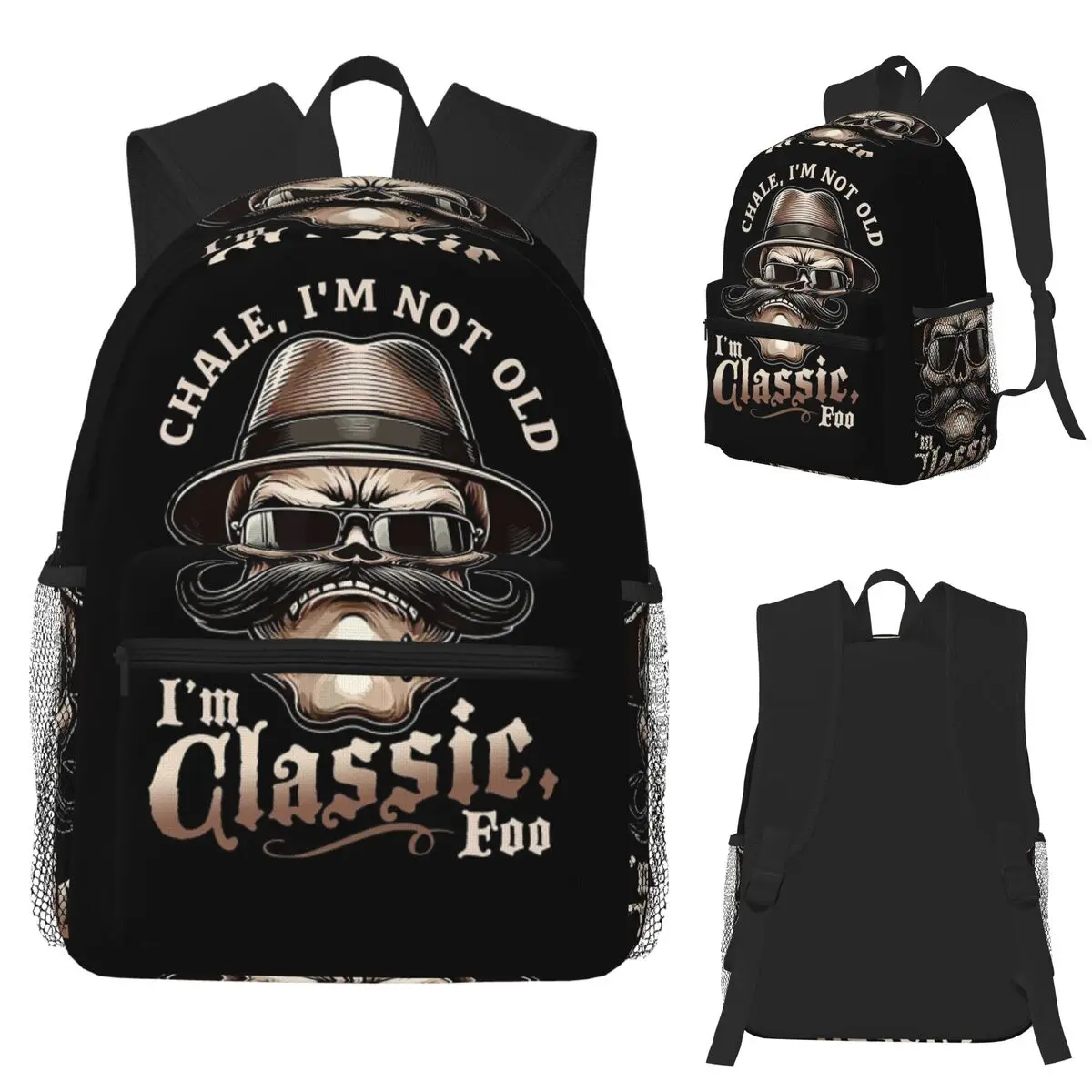 

Chale I'm Not Old I'm Classic Foo, I'm Not Old, Cholo Chicano Lowrider Backpack School Bag Daypack Fashion Bookbag Shoulder Bags