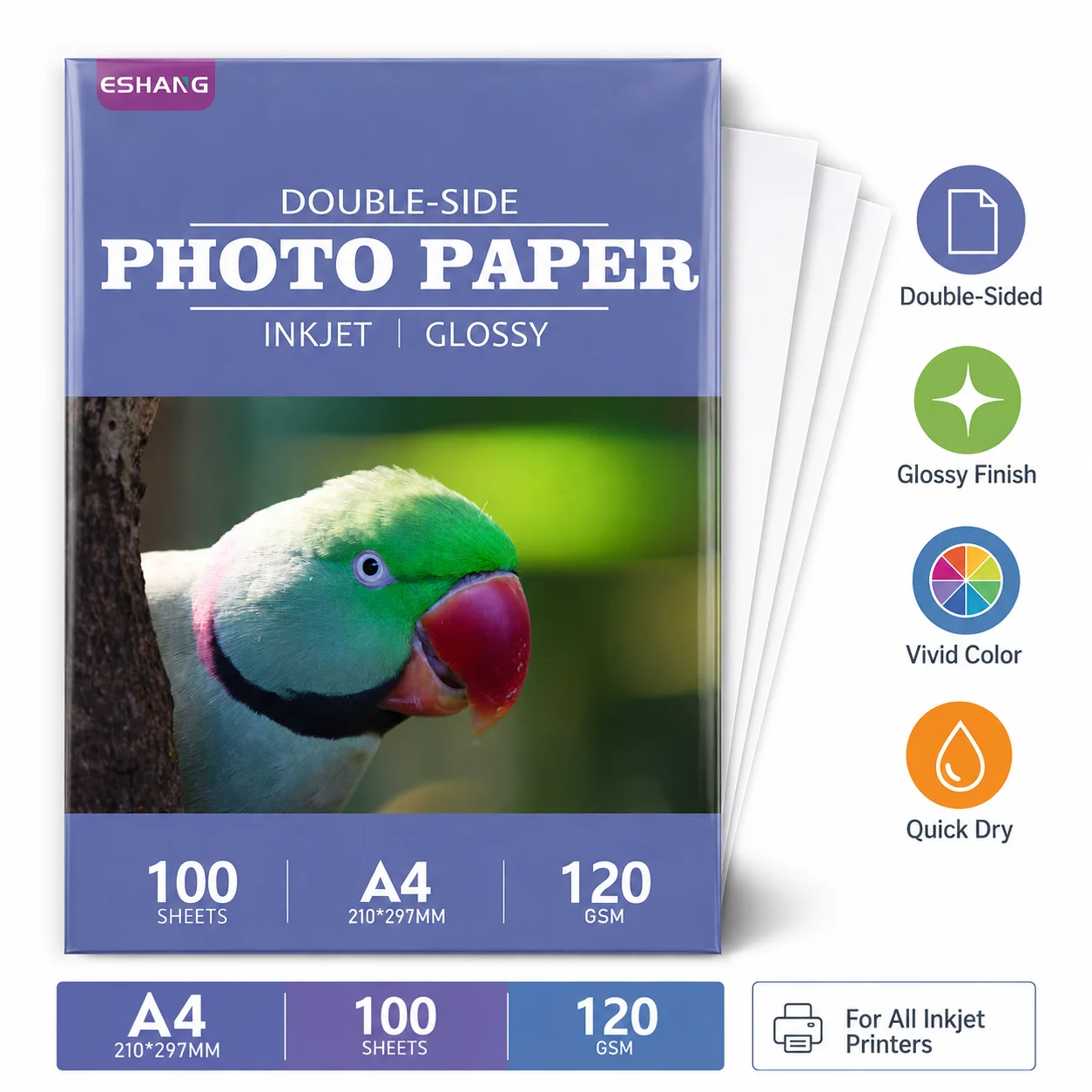 ESHANGA4 Size 100 Sheets Double-Sided Printing High-Quality Paper, Perfect for Photos, Printing, and Daily Printing 120GSM