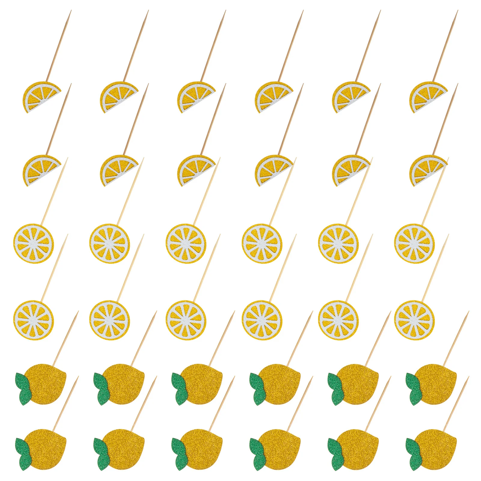 36 Pcs Summer Cake Inserts Dessert Toppers Fruits Shaped Decors Decorations Cupcake Lemon Picks