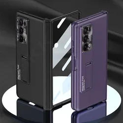 For Honor Magic V2 Magnetic Hinge Case Anti-knock Outer Screen Glass Stand Matte Hard Cover For Honor Magic V2