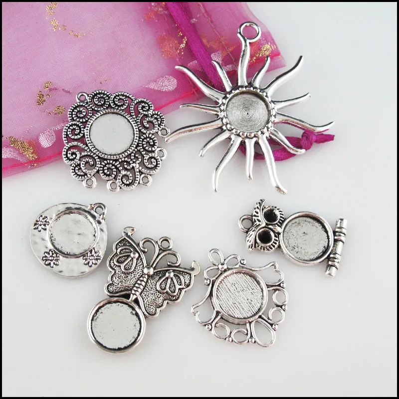 New Animal Butterfly Owl Sunflower 12mm Picture Frame Tibetan Silver Plated Pendants