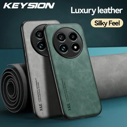 KEYSION Luxury Retro PU Leather Case for Realme 13+ 5G 13 5G Silicone+PC Shockproof Phone Back Cover for OPPO Realme 13 Pro+ 5G