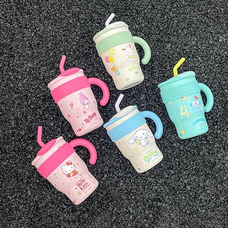 

Sanrio Kawaii Hello Kitty Girls Thermos Cup My Melody Cinnamoroll Anime Cartoon Sweet High-looking Student Officer Straw Ice Cup