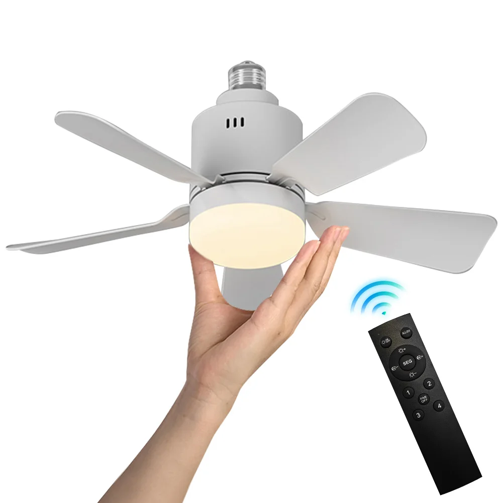 Ceiling Fan Light Socket Ceiling Fan Dimmable Light Bulb Fan 5 Blades E27 Socket Fan Light Remote & APP Control for Dining Room