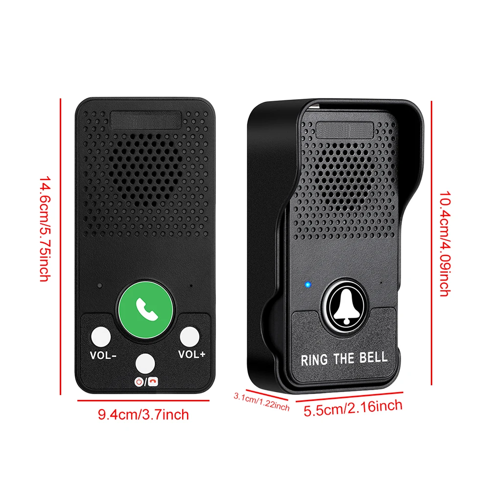 Wireless Doorbell Rechargeable Battery Hands Free Full Duplex Intercom Door Bell Adjustable Volume 4 Chimes Apartment Intercom