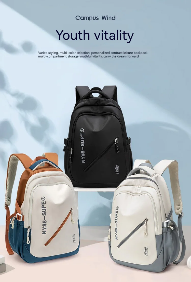 Large Capacity Lightweight and Simple Travel Canvas Backpack, Nylon Waterproof Casual Backpack, 15/16 Inch Laptop Backpack
