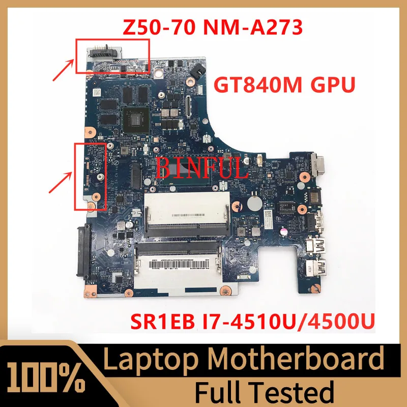 

ACLUA/ACLUB NM-A273 For Lenovo Z50-70 G50-70M G40-70 Z40-70 Laptop Motherboard W/SR1EB I7-4510U CPU GT840M GPU 100% Tested Good