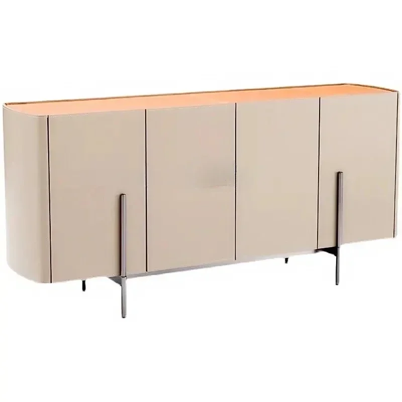 Y yj Italian Minimalist Marble Sideboard Saddle Leather Leather Hard Leather Stainless Steel Locker