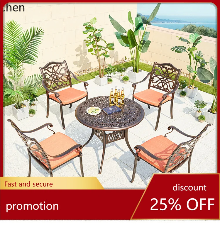 HXL Courtyard Table and Chair Balcony Garden Outdoor Waterproof Rust-Free Coffee Table