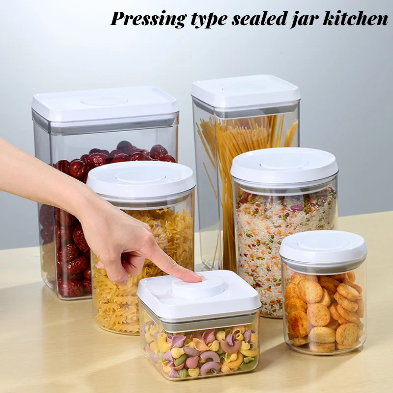 جرة مختومة من نوع الضغط، جرة تخزين الحبوب المتنوعة للمطبخ، أعشاب طبية، شاي، قهوة، فواكه مجففة مقاومة للرطوبة