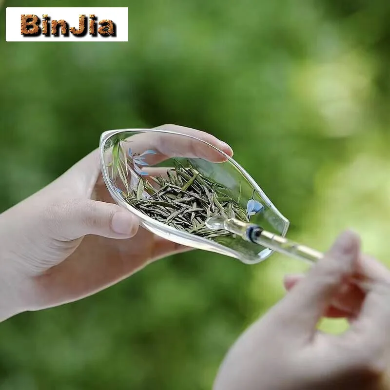 Exquisite Butterfly Orchid Glass Tea Scoop  Transparent Shovel Kit Chahe Appreciation Ladle Chinese Set Decoration