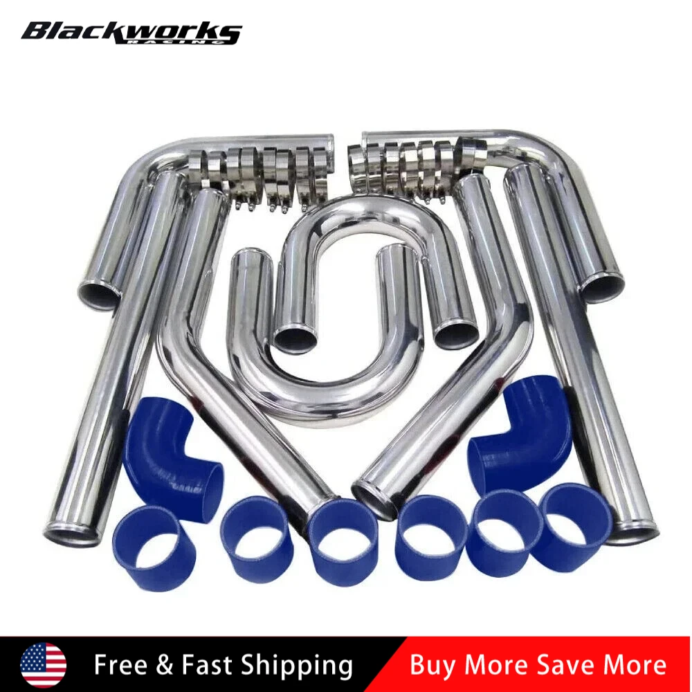 

2.5" Inch Turbo Intercooler Piping Aluminum W/U Pipe Silicone Coupler Clamp Kit