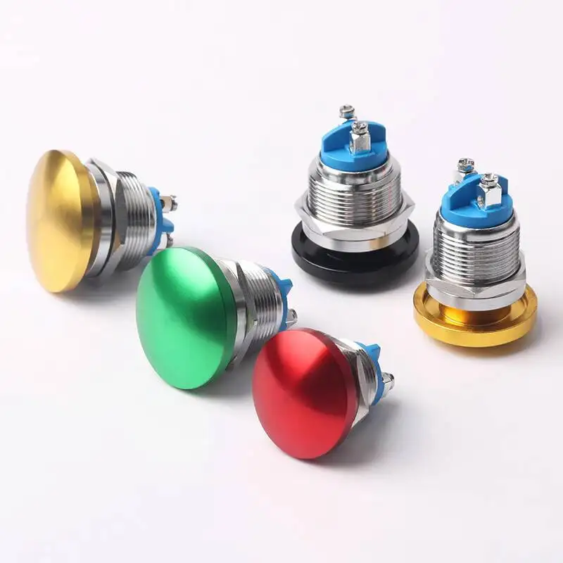 16 مللي متر/19 مللي متر/22 مللي متر زر معدني اللون الفطر رئيس الذاتي إعادة ضبط المسمار القدم مفتاح الطاقة مقاوم للماء #1