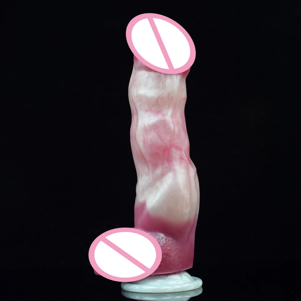 FAAK Knot Dildo With Suction Cup Realistic Animal Penis Flesh Color Silicone Anal Plug G-spot Stimulate Female Masturbator