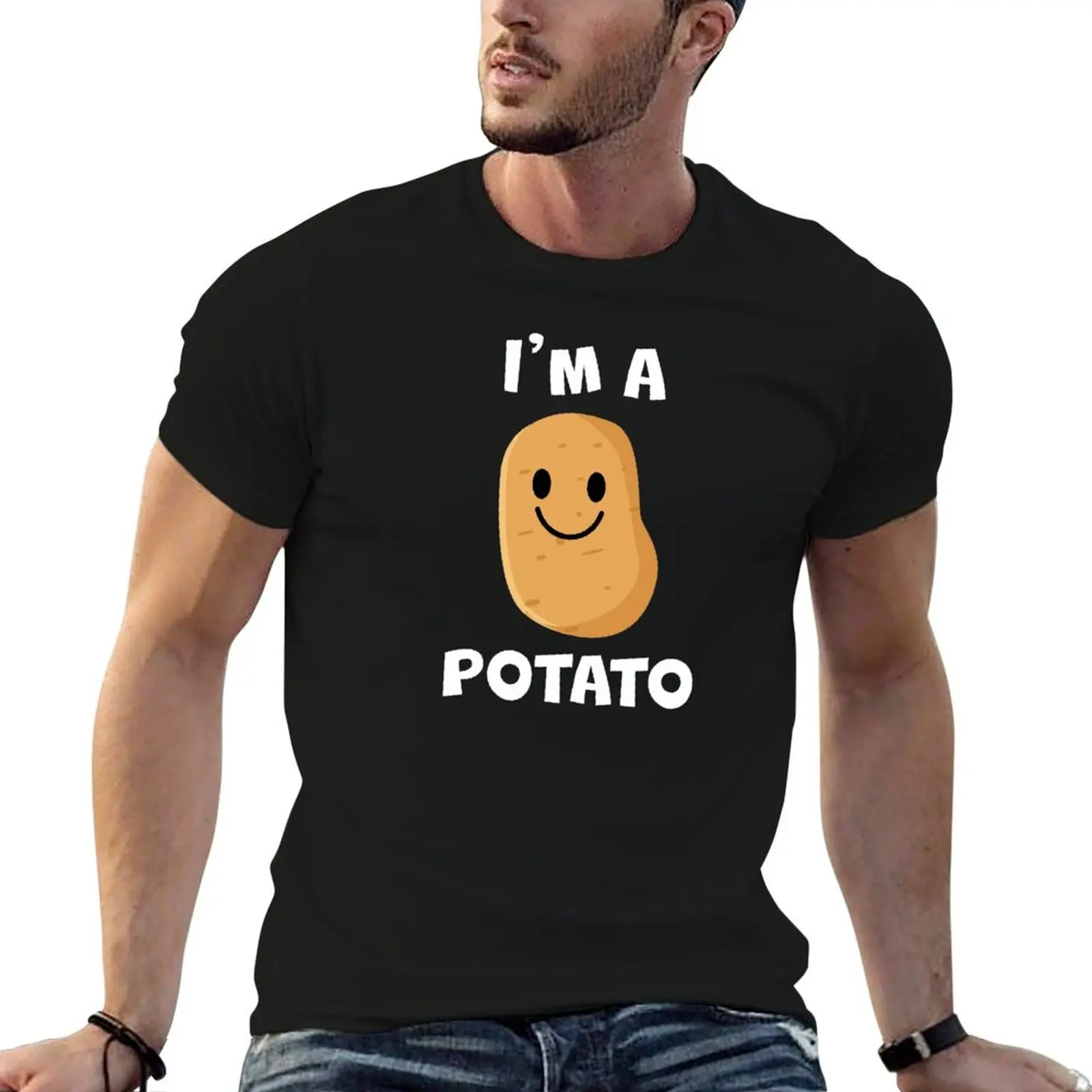 I'm a Potato - Happy W Fitted T-Shirt graphic t shirt vintage anime stuff baggy shirts quick-drying designer t shirt men