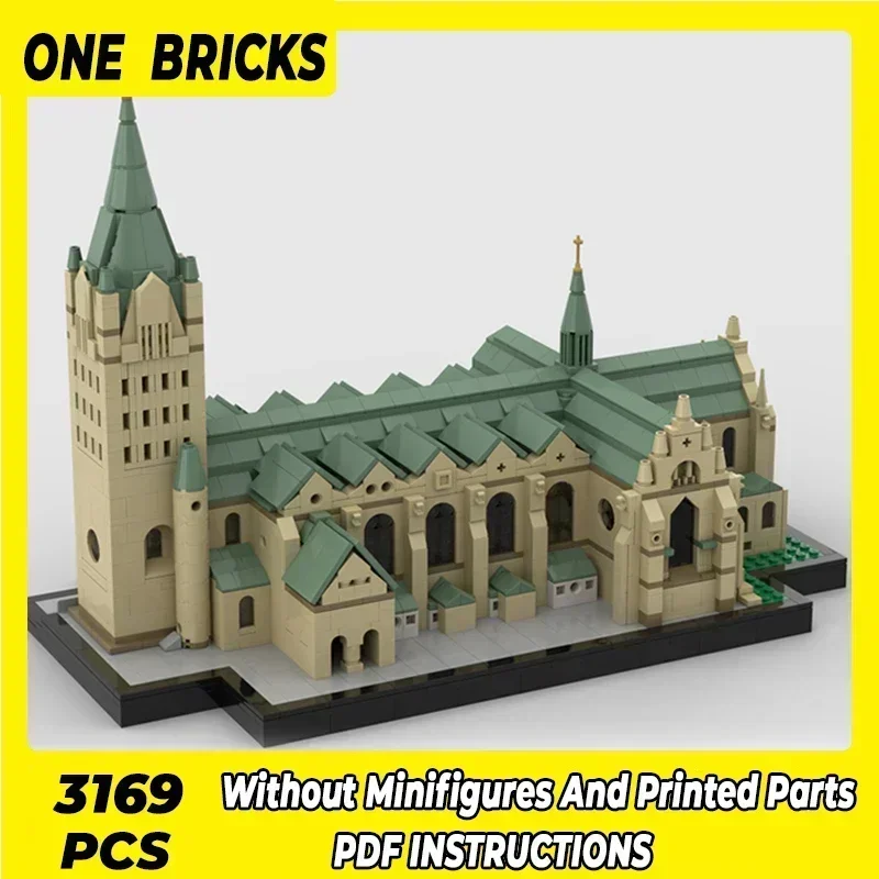 Moc blocos de construção modular vista rua famosa catedral tijolos técnicos diy montagem brinquedos construção para crianças presente do feriado