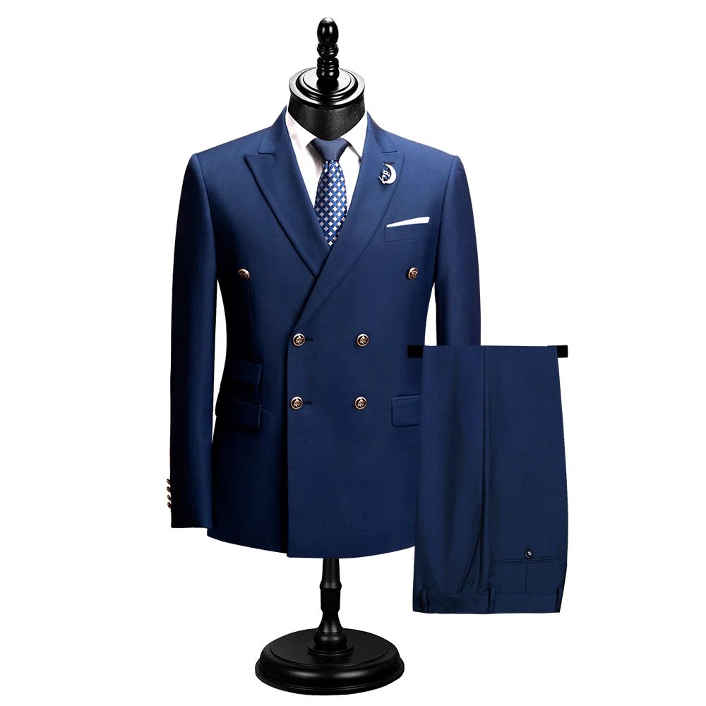 DAROuomo 2024 Men Suit Slim Fit Formal Business Work Wear Suits 2Pcs Set (Jacket+Pants)DR8211
