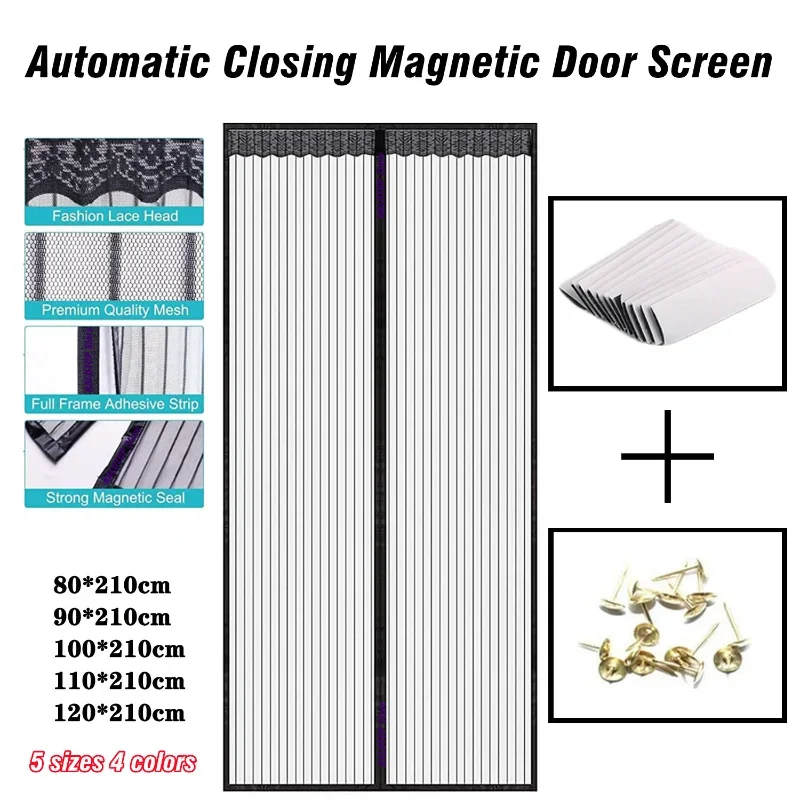 Magnetic Door Mosquito Net Anti Fly Insect Automatic Closing Invisible Mesh Screen Punch-Free Window Curtain Screen