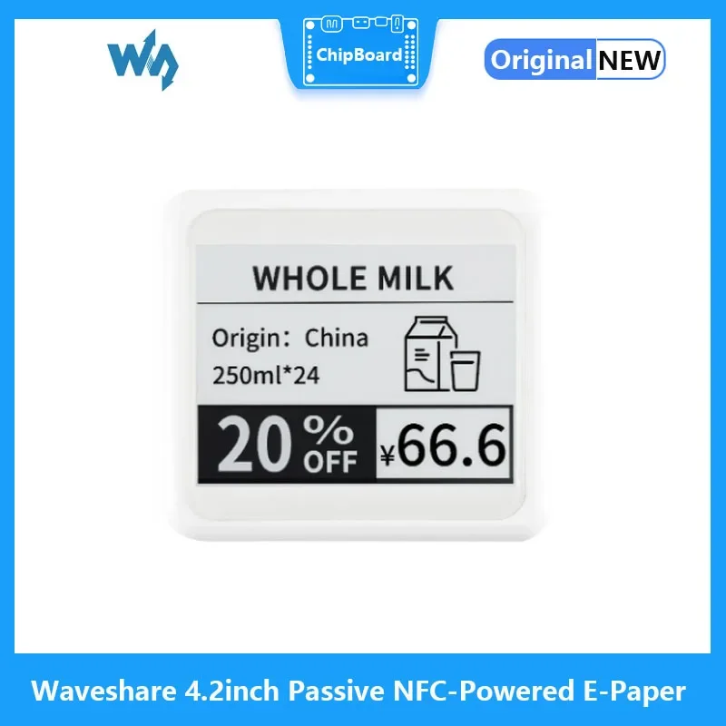 Waveshare 4.2inch Passive NFC-Powered e-Paper, No Battery, Wireless Powering & Data Transfer,ABS Plastic Shell