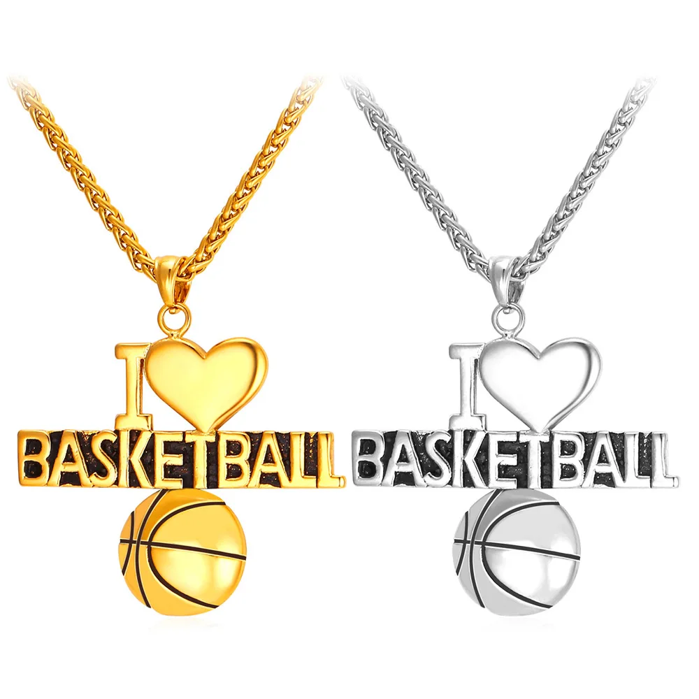 Fashion Basketball Necklace Stainless Steel Sport Pendent for Men Women Cool Accessaries Charms Link Party Chain  Jewlery Gifts