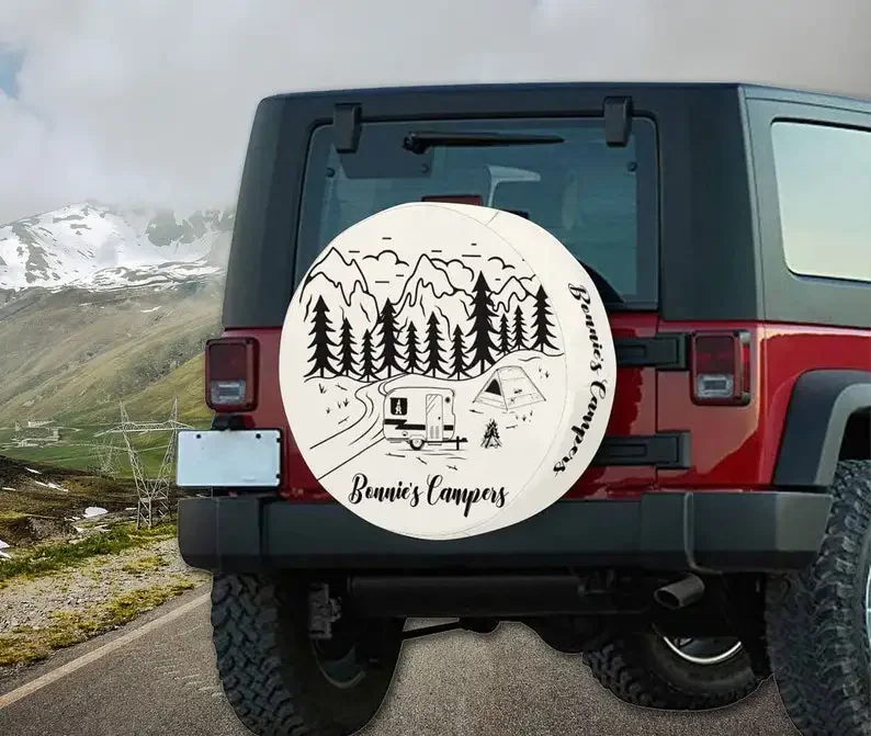 Custom Spare Tire Cover with Text Personalized Wheel Cover for  Camper SUV Car Decor Car Accessories Gift for Car Lover