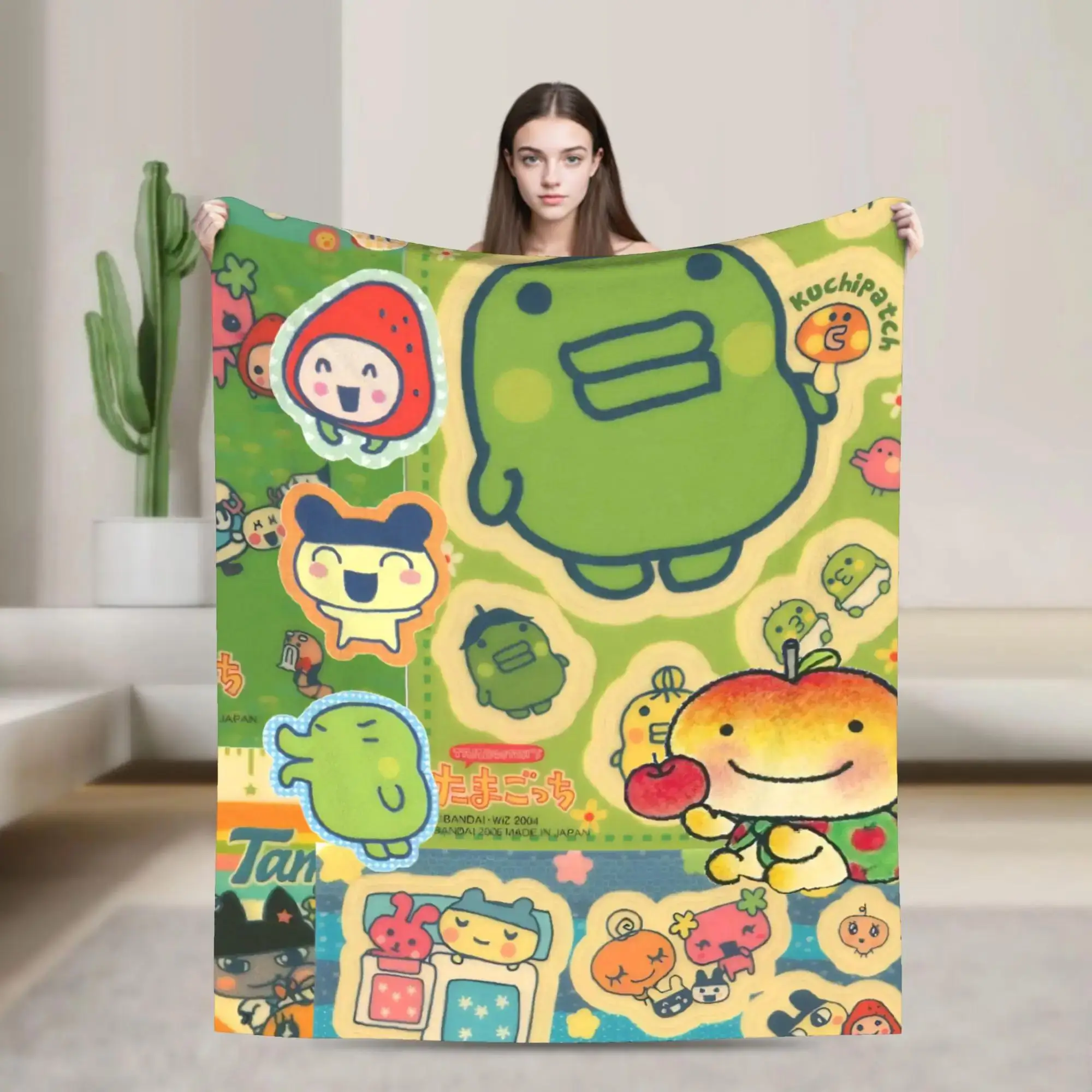 

Soft Kuchipatchis Mametchi Throw Blanket Flannel Travel Office Blanket for Couch Chair Sofa Bed Funny Bedspread Cover