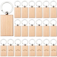 10/20 Pieces Blank Wooden Key Chain, Rectangle Wood Blanks for Key Chains, Wood Engraving Blanks for DIY Gift Crafts