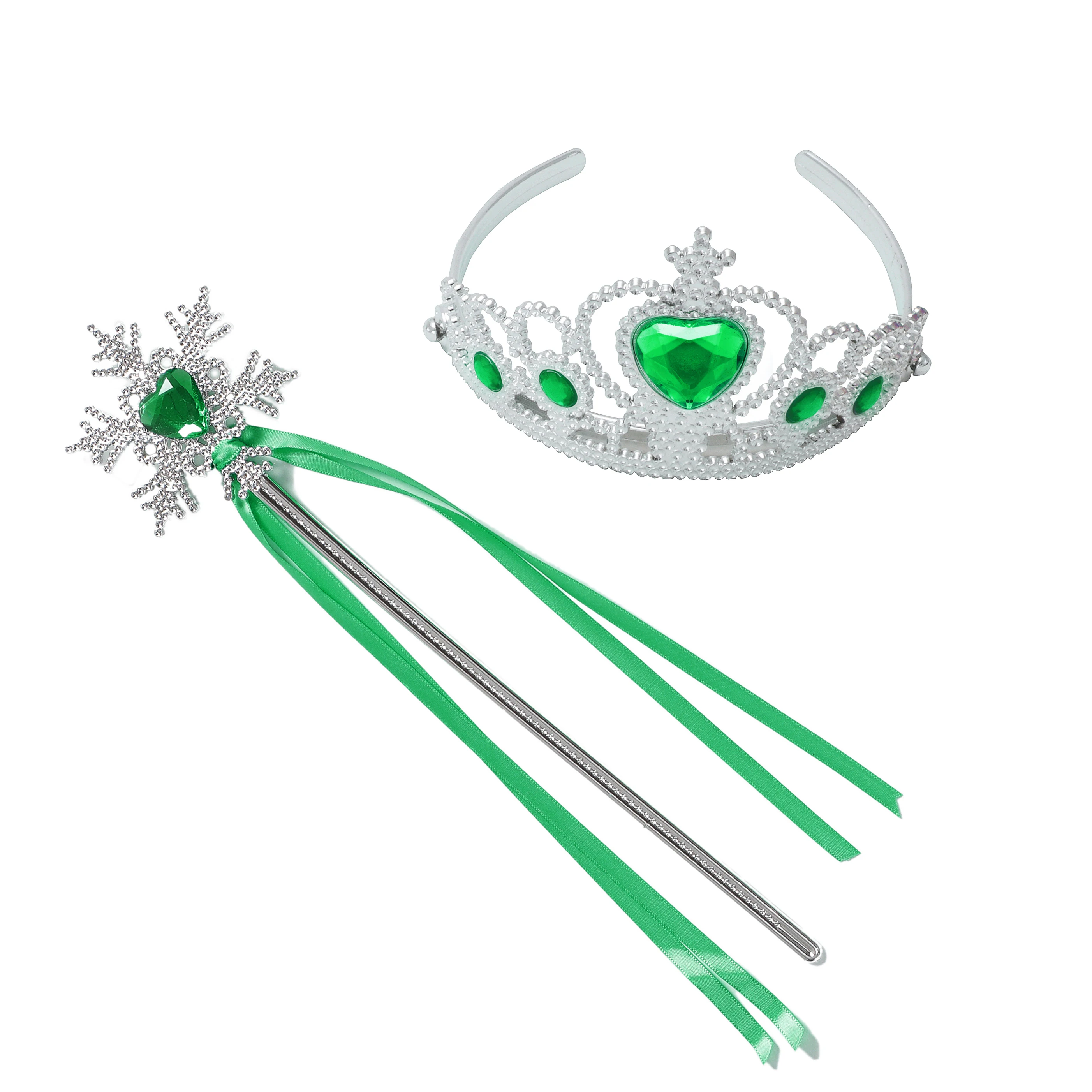 Disney Girl Princess Accessories Crown Magic Wand Set Frozen Elsa Belle Princess Rapunzel Accessorieses Children Cosplay Props