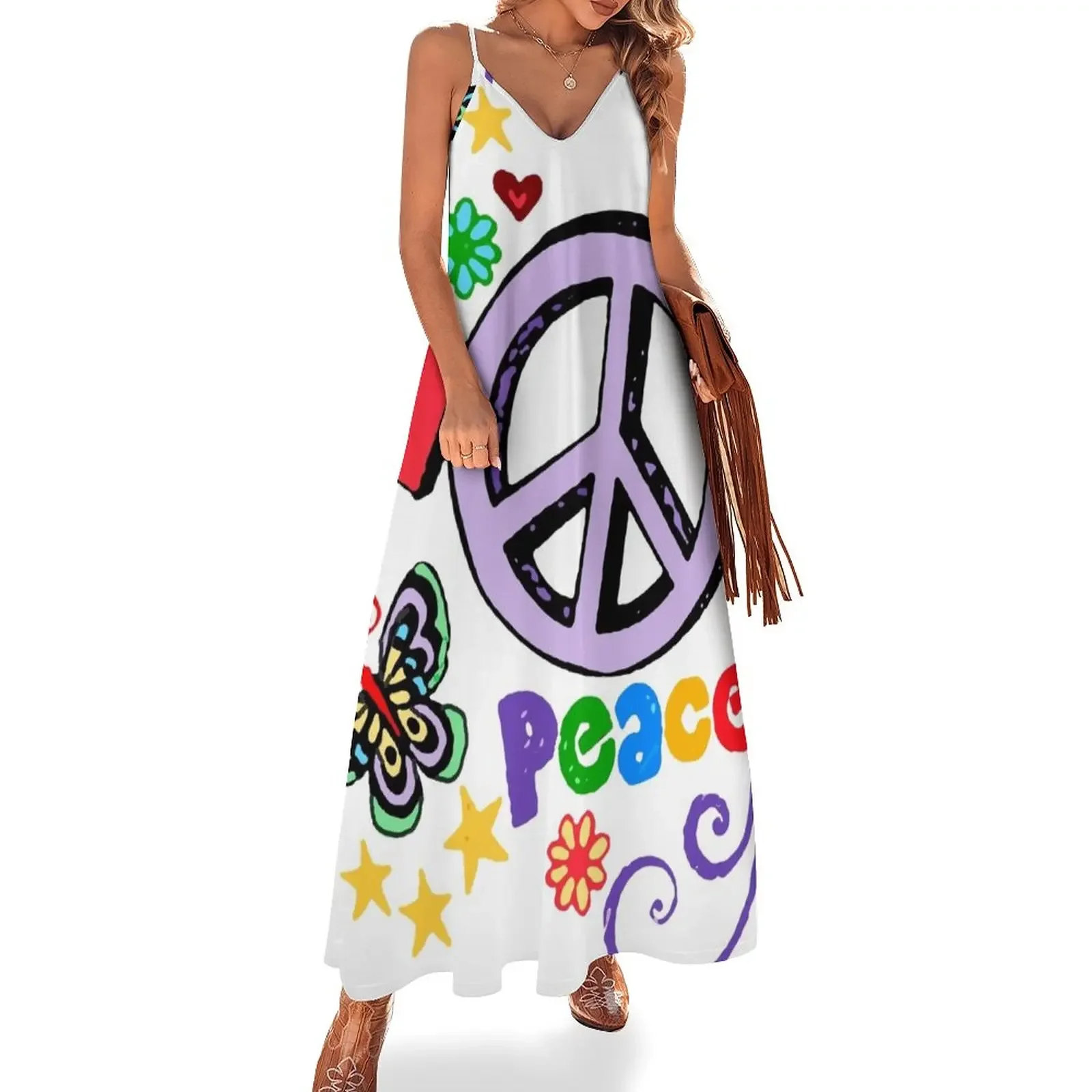 

Hippie Peace Sleeveless Dress luxury evening dresses for women 2025 Clothing Dress