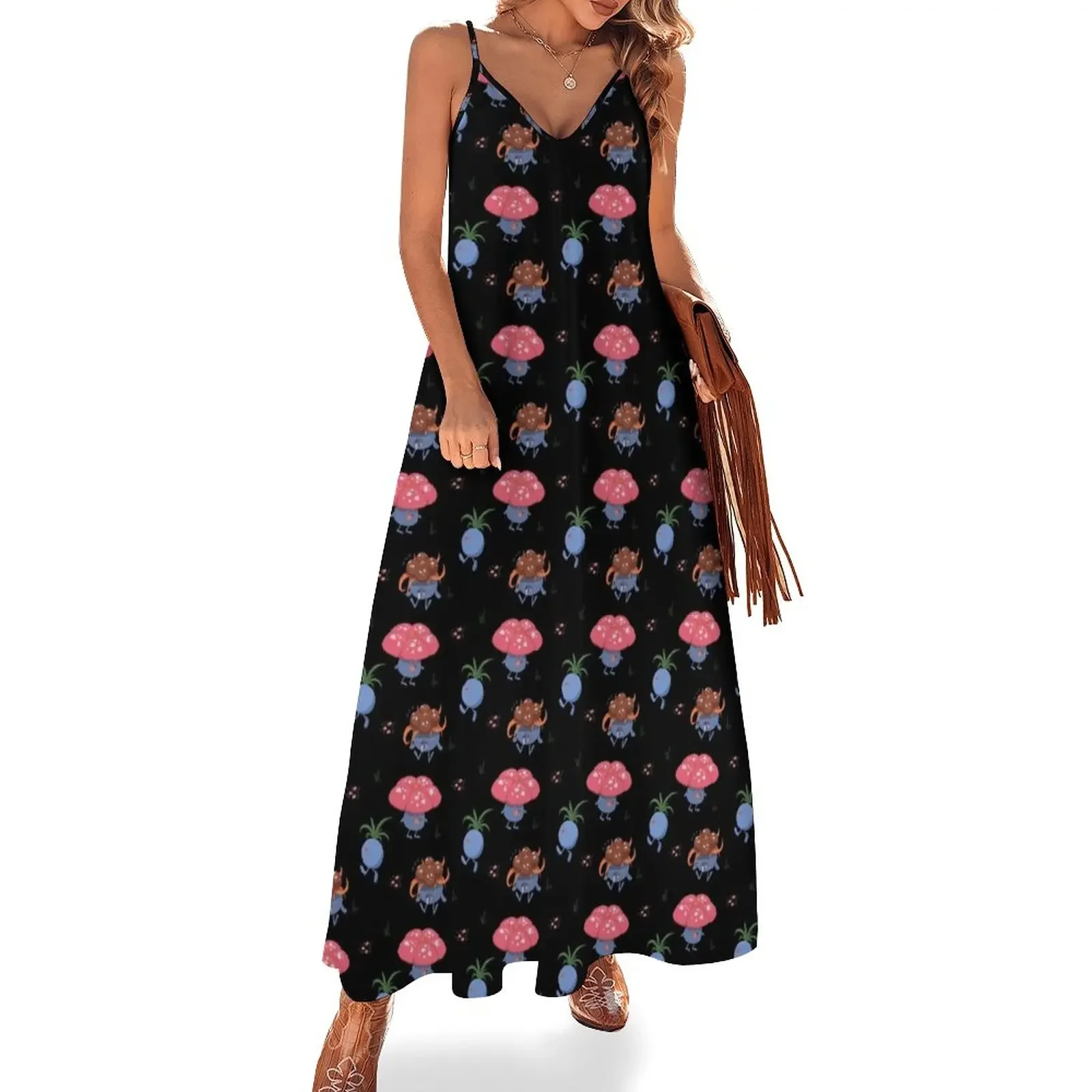 

Grass Pattern Sleeveless Dress long dresses for women fairy dress