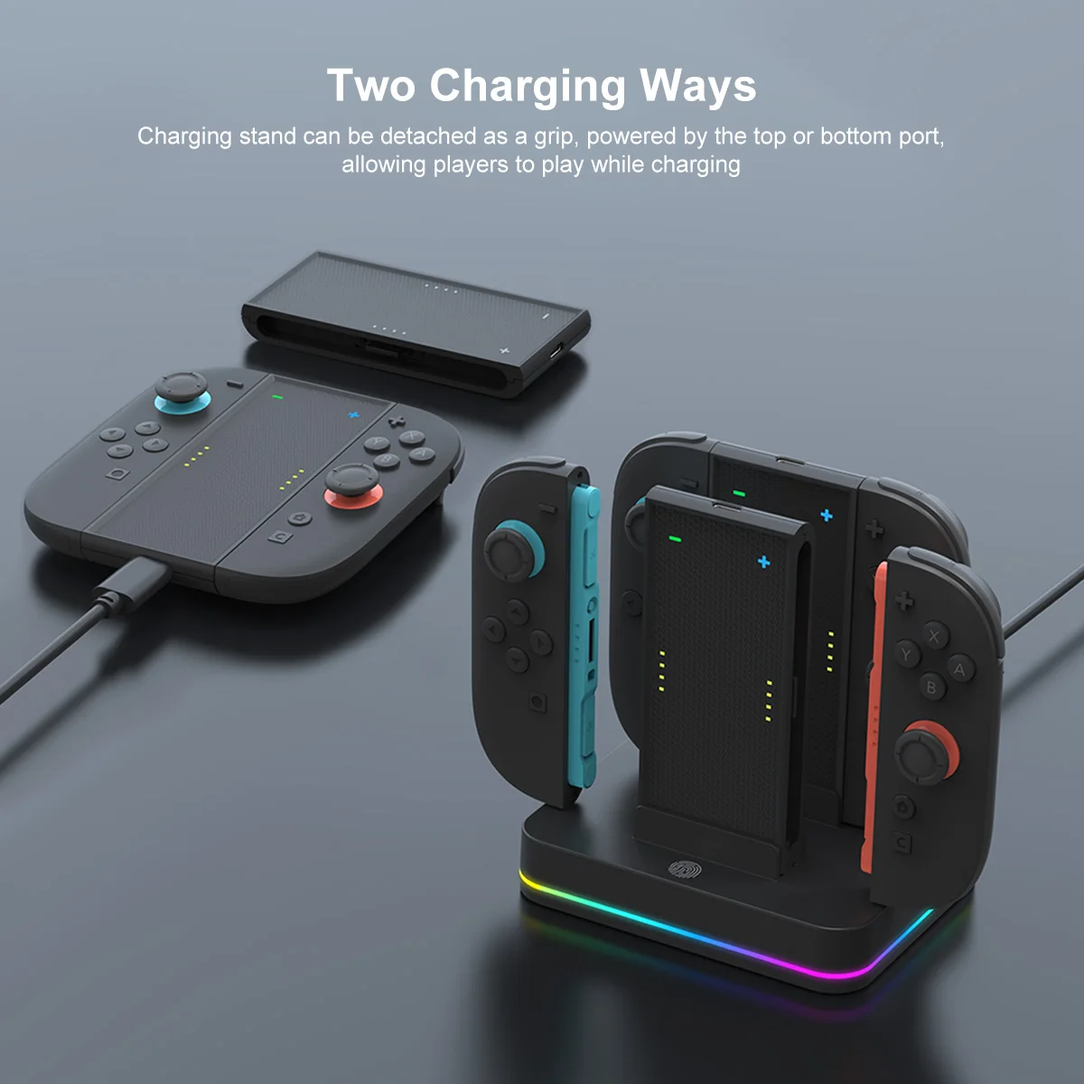 REMANK Charging Dock 4-in-1 For Nintendo switch 2 Joycon Charging Grip For Switch2 Controller Charger RGB Light Charger Station - view 3