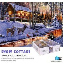 70cm*50cm 1000pcs Winter Snow Cottage Collection Puzzle Jigsaw Puzzle Adult Stress Relief Puzzle Office Decor Home Wall Decor