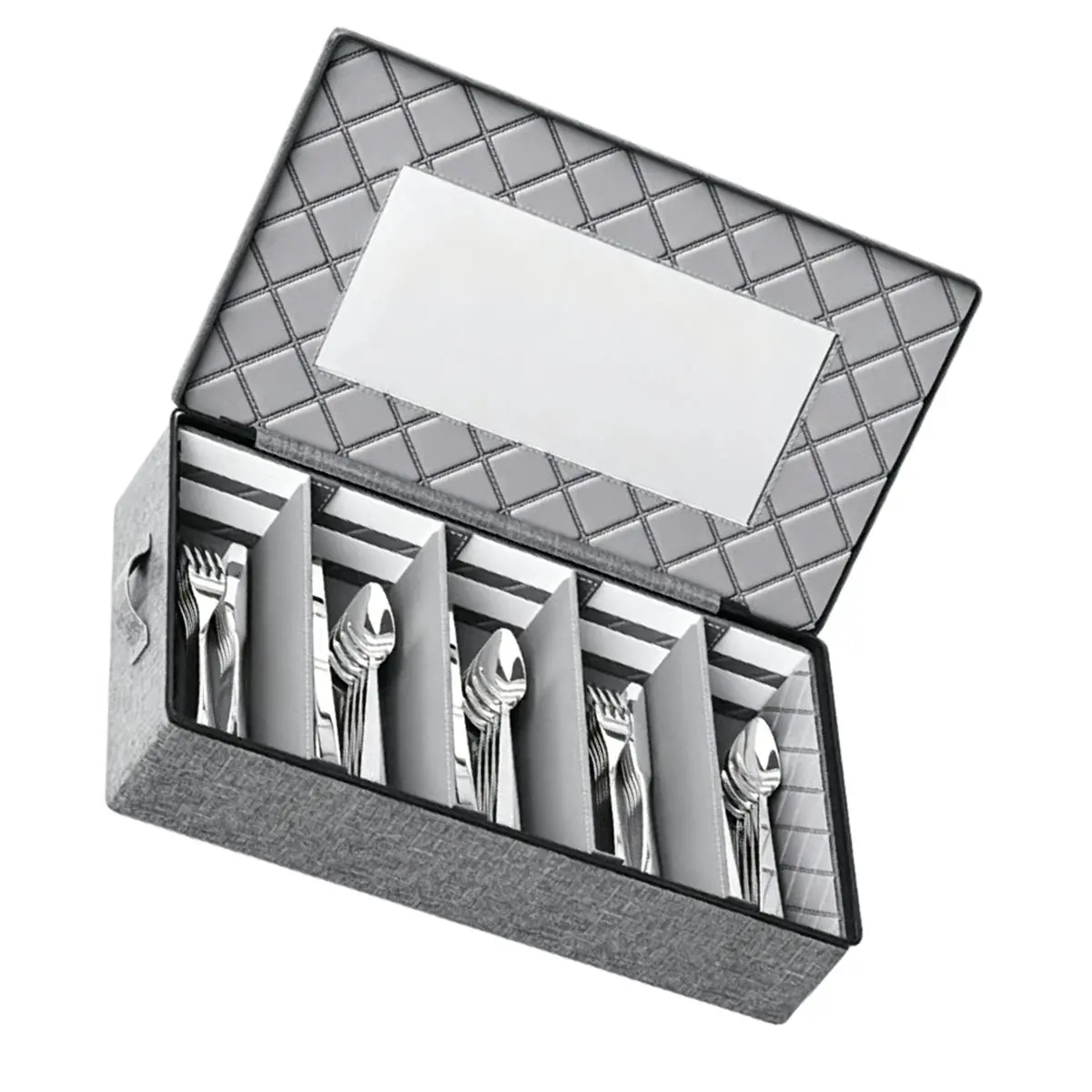 2026 New Tool Silverware Storage Box -Adjustable Divider Hard Shell Flatware Organizer with Clear Window and Zipper