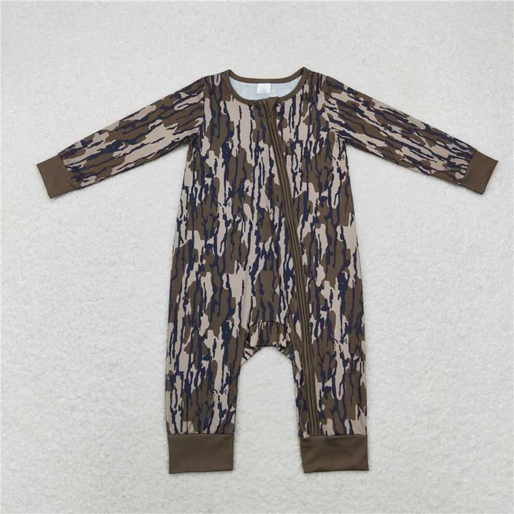 

Baby Boys Camouflage Zipper Romper Long Sleeve Infant Outfit for Fall Season Bottomland Kids Clothing