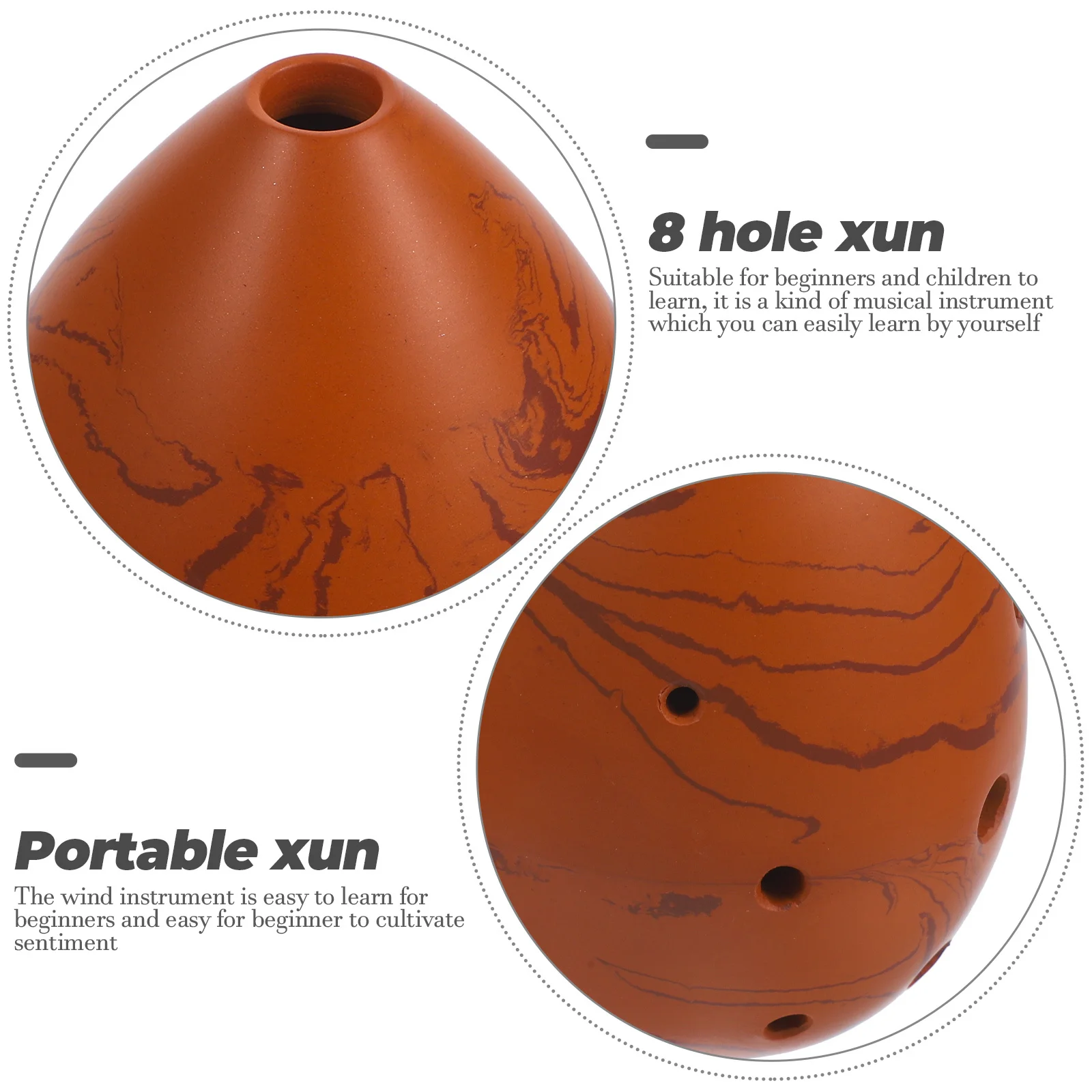 

1Set 8 Hole Pear-Shaped Portable Xun Pottery Xun Wind Instrument Beginner Music Instrument Gift Birthday Gift