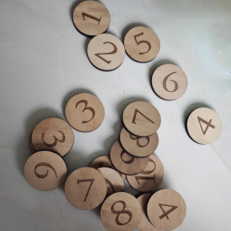 10PCS/Set Wooden Number Plates 1-10/11-20/21-30 Self-adhesive Number Signs Door Plates Restaurant Plates 6x6cm 6x8cm
