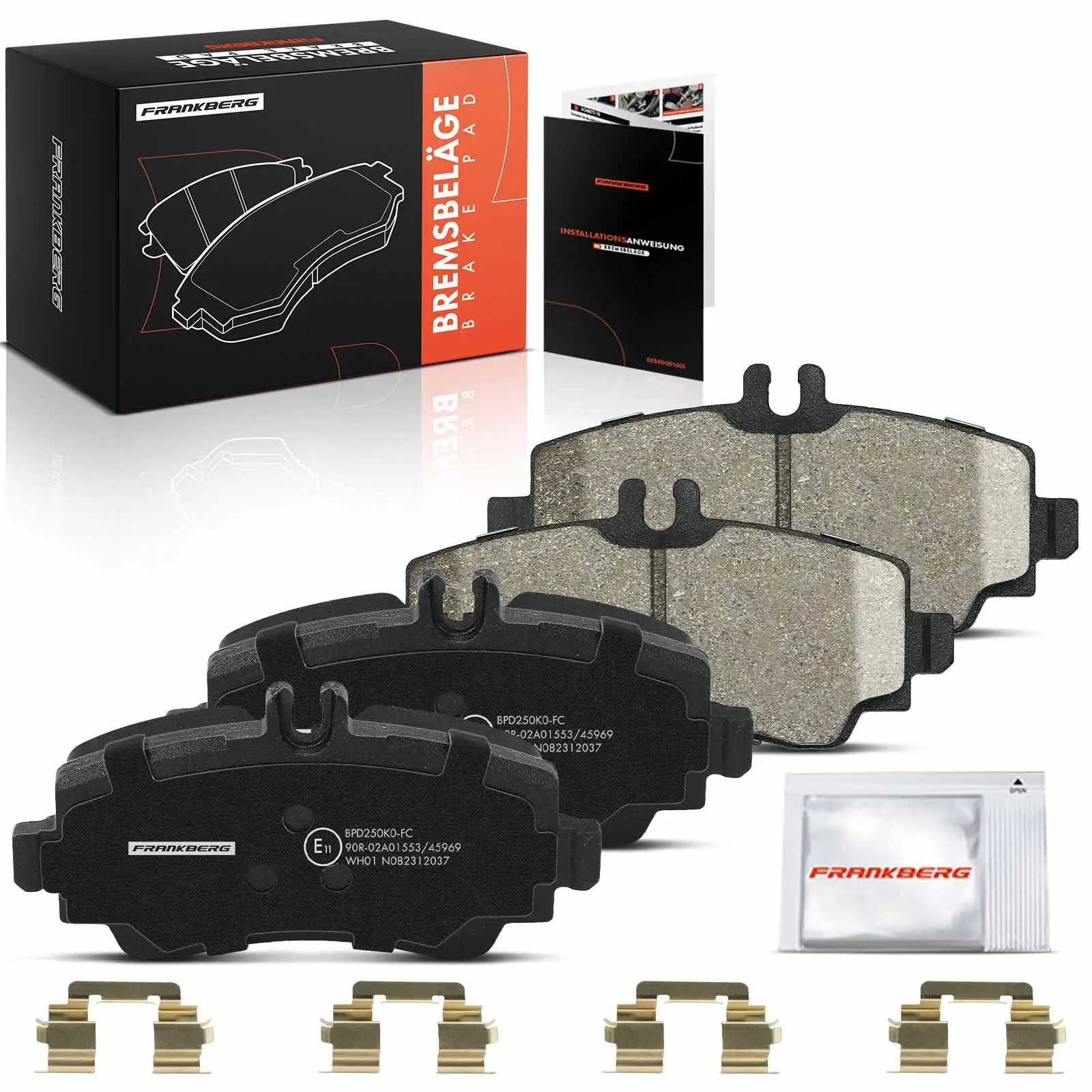 Frankberg 4x remblokken voor Mercedes-Benz A-Klasse W168 1.4L 1.6L 1.7L 1997–2004 A1684200020 A1684201520