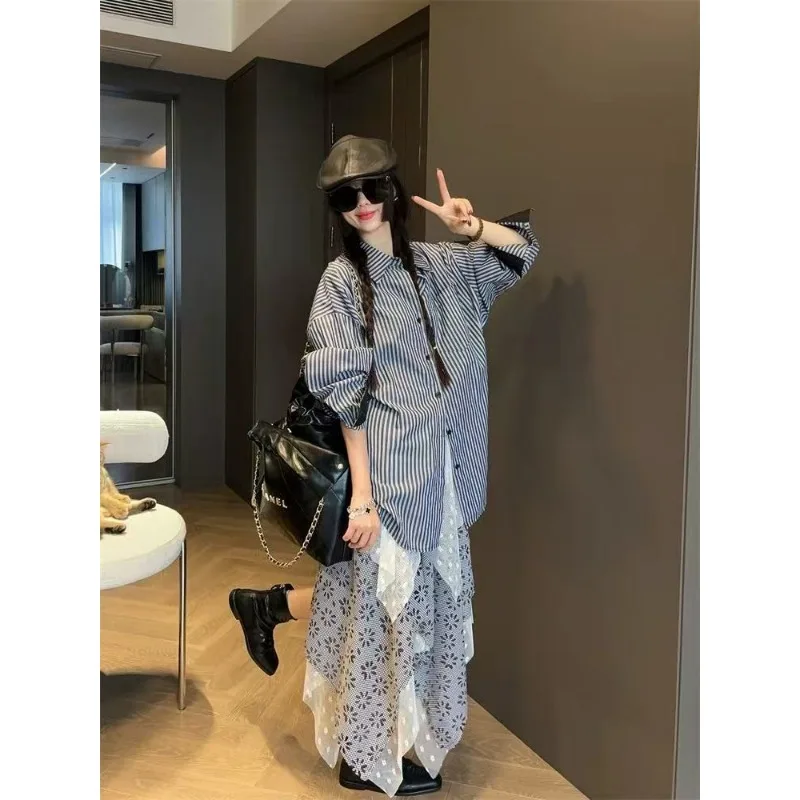 

Casual Contrast Striped Shirt Loose Women's Spring and Autumn New Long-sleeved Top