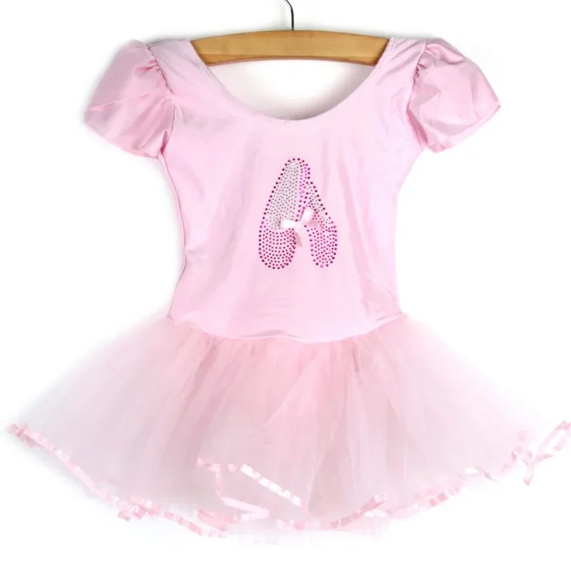 Vestido de balé infantil, bailarina tutu, trajes de balé para meninas, malha de dança, manga curta, roupa de dança para meninas de 3 a 7 anos