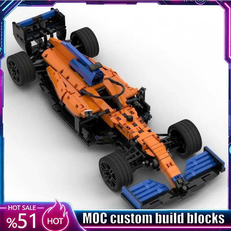 1586PCS Open Wheel Racing Vehicle Model 1:10 Scale MOC Custom Puzzle DIY Assembly Building Blocks Educational Toy Popular Gifts