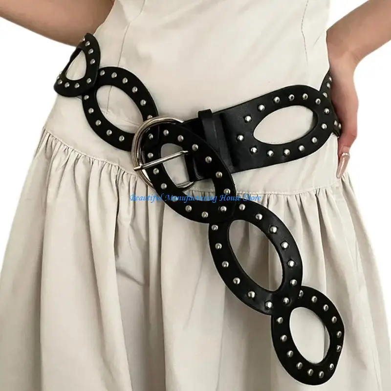 

E56A Fashion Enthusiasts PU Belt for Pant Female Waist Belt with Adjustable Buckle