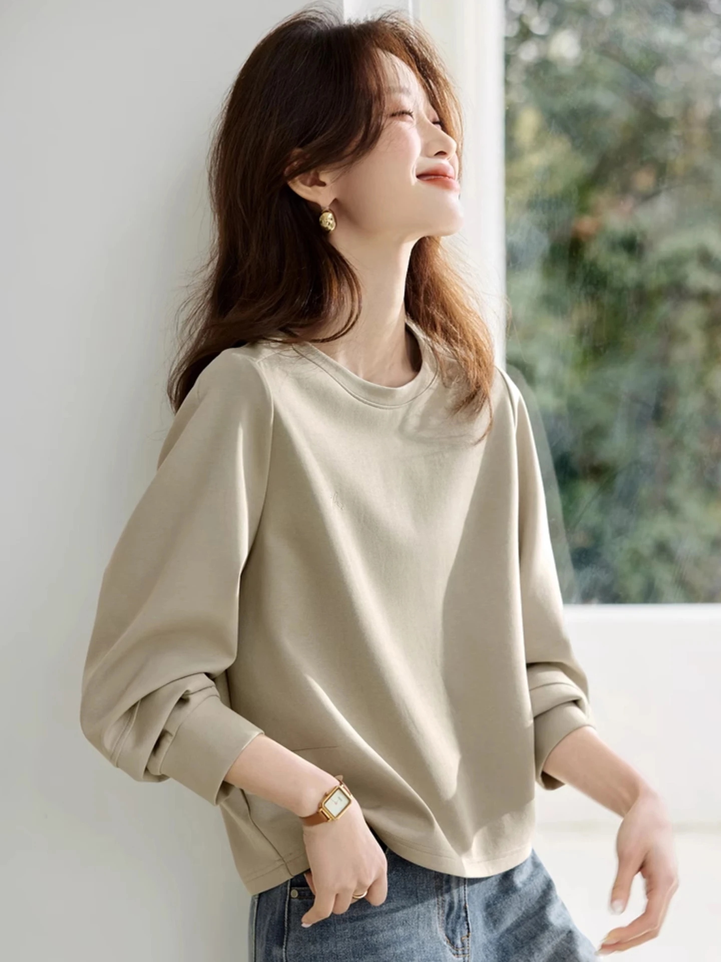 مريحة عارضة طويلة Sve هوديي جولة Ne التخسيس أعلى العصرية ملابس خارجية المرأة الخريف Faion تخفيف Sle قطع مستقيمة #3