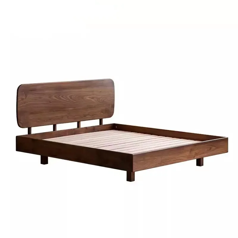 

Design North American black walnut suspension bed Nordic master bedroom modern double high backrest bed
