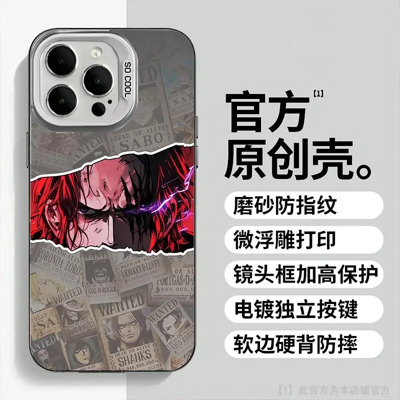 

Japan Cartoon One Piece Shanks Phone Case for iPhone 11 12 13 14 15 16 17 Pro Max Plus Air Anime Cute Red Hair Shockproof Cover
