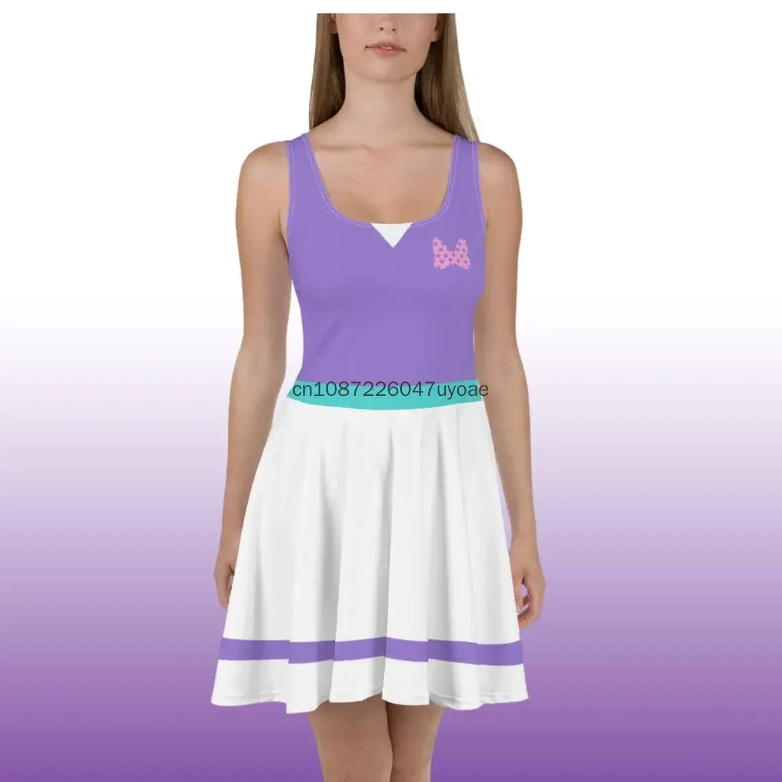 ディズニーデイジープリンセススケータードレス女性のためのビーチノースリーブドレス 2025 新しい夏のカジュアルファッションスリングセクシーな海辺の摩耗トップ