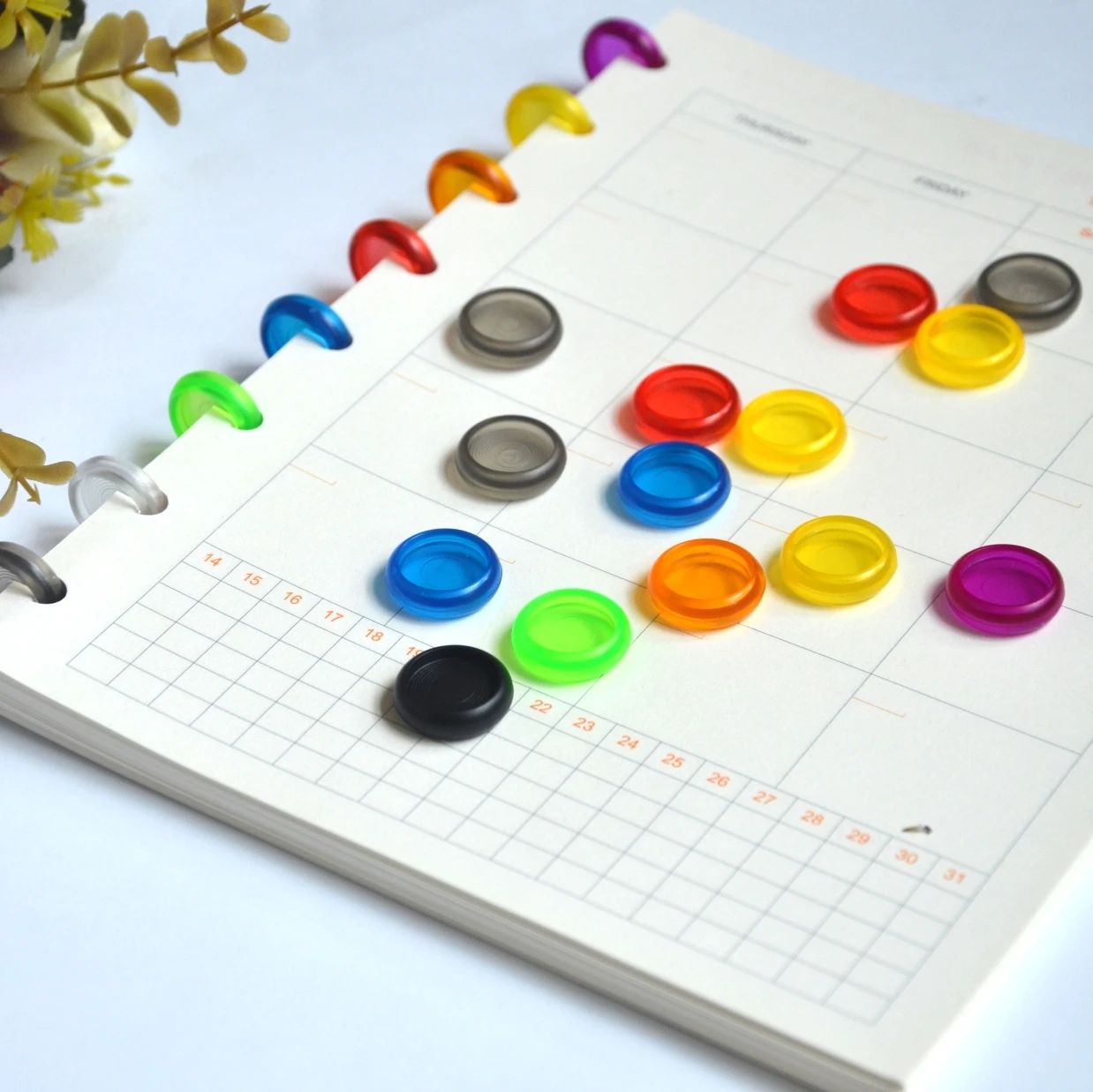 12pcs 18Mm Plastic Binding Disc Notebook Mushroom Hole Button Notepad Plastic Loose-leaf Coil Buckle Colorful Binder Ring